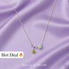 Women’s 925 Silver Tennis Racket “Heartbeat” Necklace with Green Enamel Ball