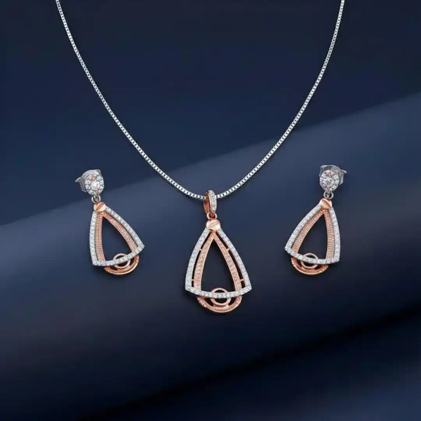 Rose Gold & Silver Sparkling Pendant and Earrings