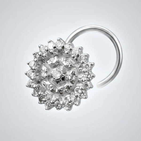 925 Silver Floral Cluster Nose Pin for Women