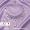 Elegant Layered Teardrop & Rectangle Pendant 925 Silver Women’s Necklace