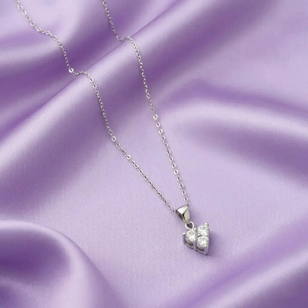 925 Sterling Silver Three-Stone Cluster Women’s Pendant Necklace with Dazzling Cubic Zirconia
