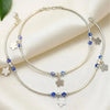 Elegant 925 Sterling Silver Women’s Anklet with Floral Charms