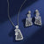 Floral Elegance Silver Triangle Jewelry Set