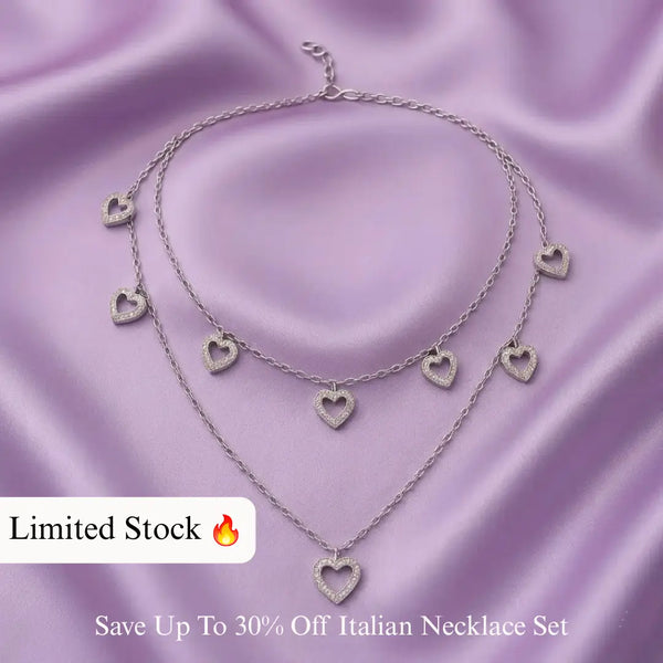 Romantic Heart Charm Layered 925 Silver Women’s Necklace