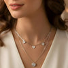 925 Sterling Silver Double Layer Heart Pendant Necklace for Women