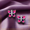 925 Sterling Silver Pink & Purple Butterfly Stud Earrings for Girls