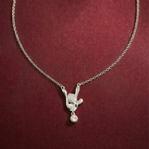 “Silent Love” ASL Hand Sign Pendant Necklace