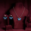 Elegant Silver Butterfly Pendant Necklace & Earring Set