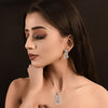 Floral Elegance Silver Triangle Jewelry Set