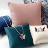 Elegant Silver Butterfly Pendant with Matching Pink & Purple Enamel Earrings