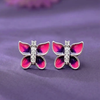 925 Sterling Silver Pink & Purple Butterfly Stud Earrings for Girls