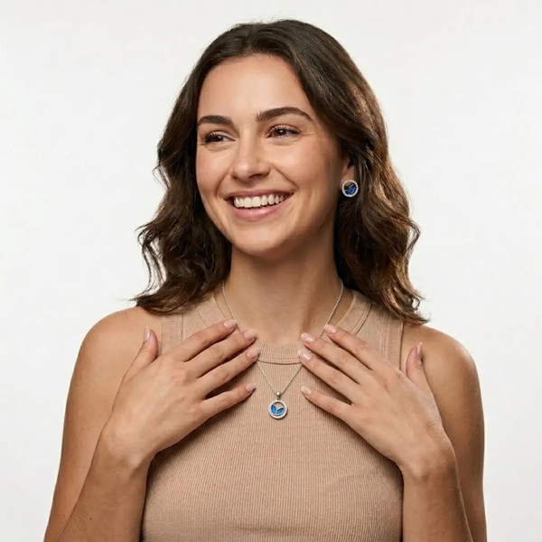 Elegant Silver Butterfly Pendant with Matching Stud Earrings Set