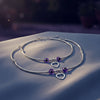 Stylish Silver Anklet with Purple Evil Eye Beads and Heart Charm