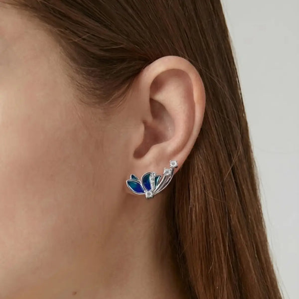 Blue Flower Sterling Silver Earrings