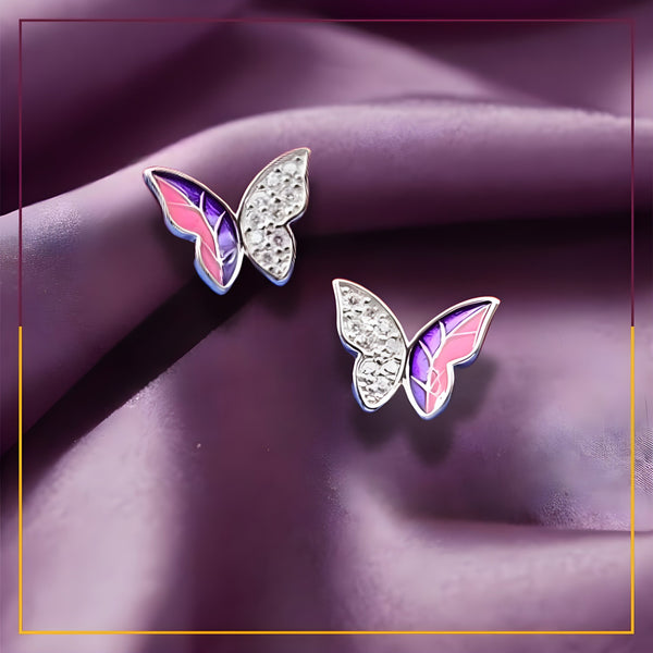 925 Sterling Silver Pink-Purple Butterfly Earring– KOLRT