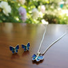 Elegant Silver Butterfly Jewelry Set with Blue Enamel