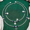 Modern Silver Anklet Design with Blue Bead Detailing