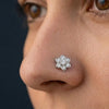 925 Silver Floral Diamond Nose Pin for Women & Girls