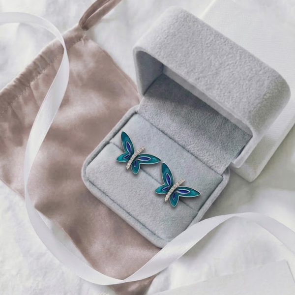 925 Sterling Silver Butterfly Stud Earrings – Elegant Nature-Inspired Jewelry