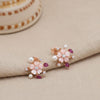 KOLRT-Elegant Rose Gold Flower Stud Earrings with Pearls & Pink Gemstones