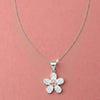 “Crystal Flower Pendant Necklace – Two-Tone Sparkle”