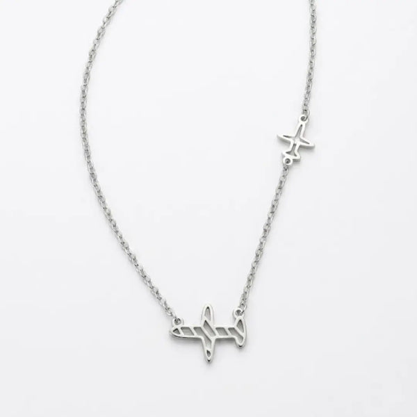925 Silver Airplane Pendant Necklace