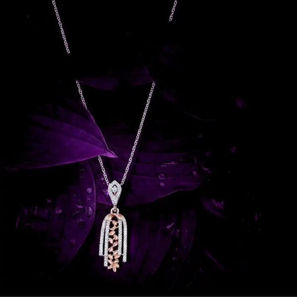 Elegant Two-Tone Drop Pendant & Earrings