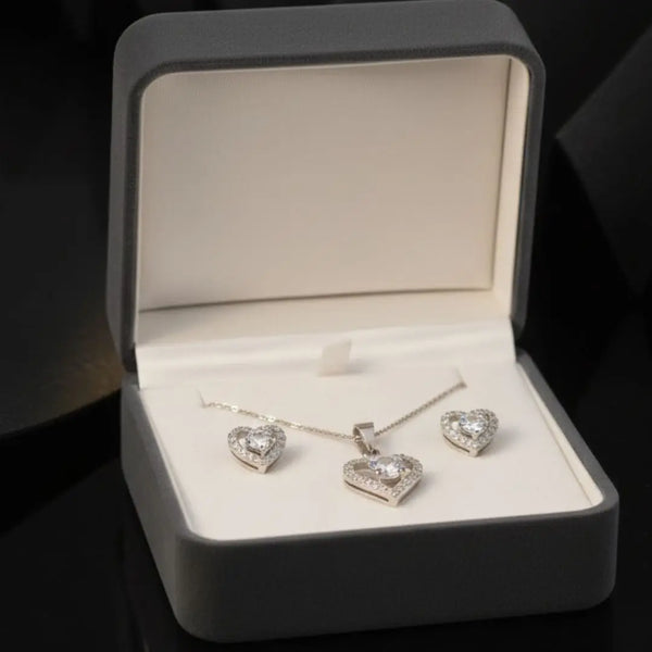 925 Sterling Silver Heart-Shaped Pendant & Stud Earrings Set | Elegant Love-Inspired Jewelry for Women