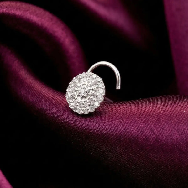 925 Sterling Silver Sparkling Round Nose Pin for Women