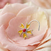 Elegant Silver Nose Stud – Yellow Petal Floral Style