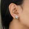 kolrt - Elegant White Flower Earrings with Green Leaf Detailing