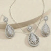Silver Pendant & Earrings with Sparkling Stones