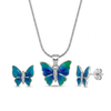 Elegant Silver Butterfly Pendant Necklace & Earring Set