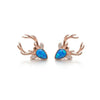 925 Silver Reindeer Antler Blue Opal Stud Earrings for Women | KOLRT