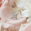 925 Silver Square Diamond Nose Pin for Women & Girls
