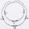 Modern Silver Anklet Design with Blue Bead Detailing
