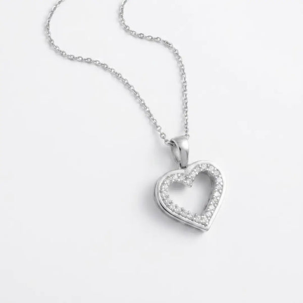 “Dainty Heart Outline Necklace – Elegant Love Pendant”