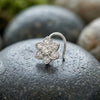925 Silver Floral Diamond Nose Pin for Women & Girls