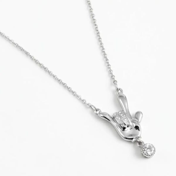“Silent Love” ASL Hand Sign Pendant Necklace