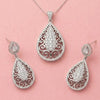 Silver Pendant & Earrings with Sparkling Stones