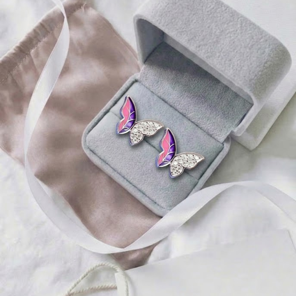 925 Sterling Silver Pink-Purple Butterfly Earring– KOLRT