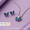Elegant Silver Butterfly Jewelry Set with Blue Enamel