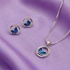 Elegant Silver Butterfly Pendant with Matching Stud Earrings Set