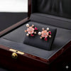 KOLRT-Elegant Rose Gold Flower Stud Earrings with Pearls & Pink Gemstones