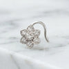 925 Silver Floral Diamond Nose Pin for Women & Girls