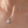 “Crystal Flower Pendant Necklace – Two-Tone Sparkle”