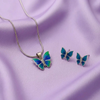 Elegant Silver Butterfly Pendant Necklace & Earring Set