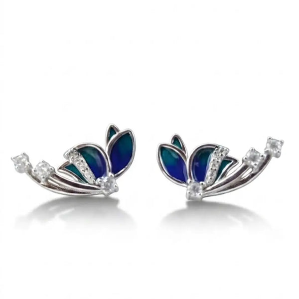 Blue Flower Sterling Silver Earrings