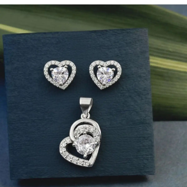 925 Sterling Silver Heart-Shaped Pendant & Stud Earrings Set | Elegant Love-Inspired Jewelry for Women