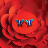 Silver Earrings for Women – Blue Wings with Sparkling Details